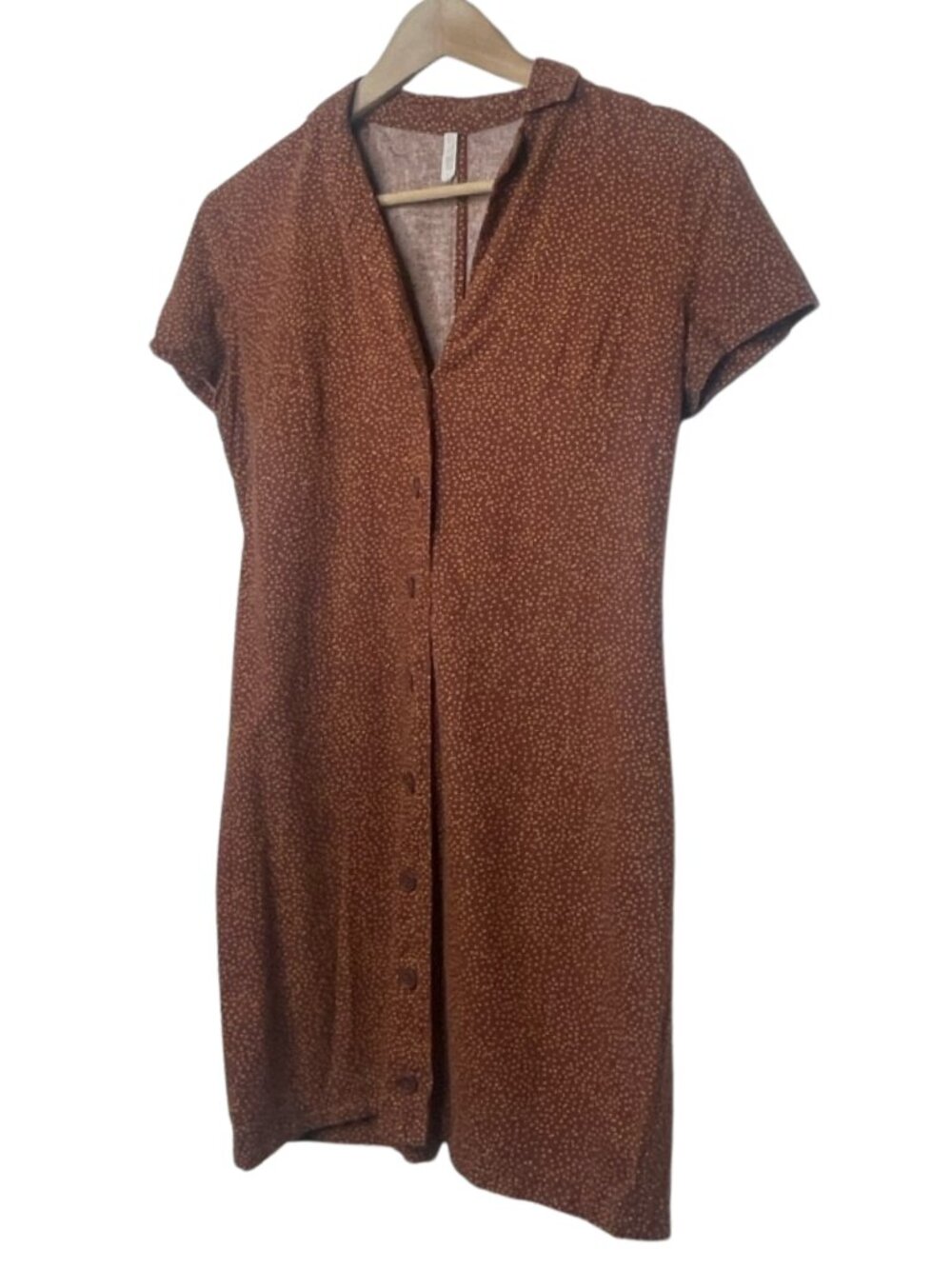 Urban Outfitters UO Polka Dot Button Up Mini Shirt Dress Brown Size Small - Picture 4 of 12